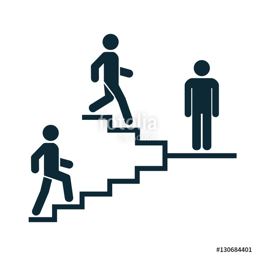 500x500 Upstairs Downstairs Icon Sign. Stand And Walk Man In The Stairs