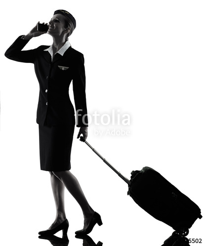 415x500 One Caucasian Stewardess Cabin Crew Woman Walking On The Phone