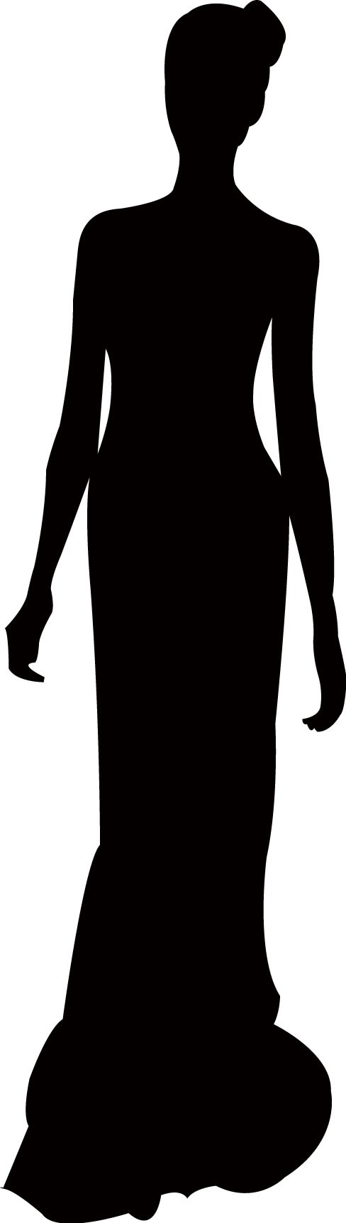 488x1724 Woman Long Dress Silhouette Wall Decal Wallmonkeys