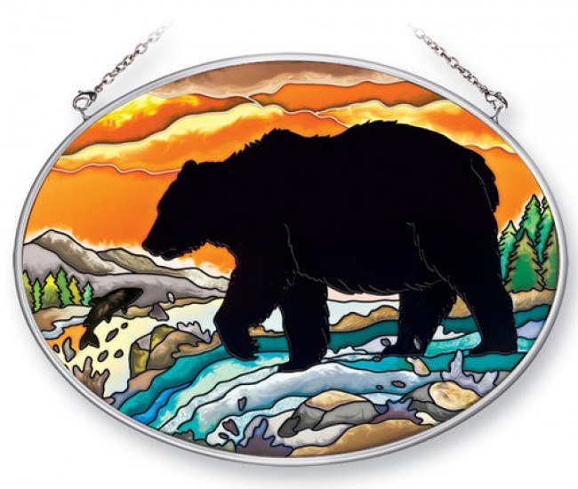650x550 Bear Silhouette Stained Glass Suncatcher