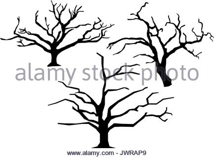 433x320 Dead Tree With Roots Vector Background Black Concept Stock Vector