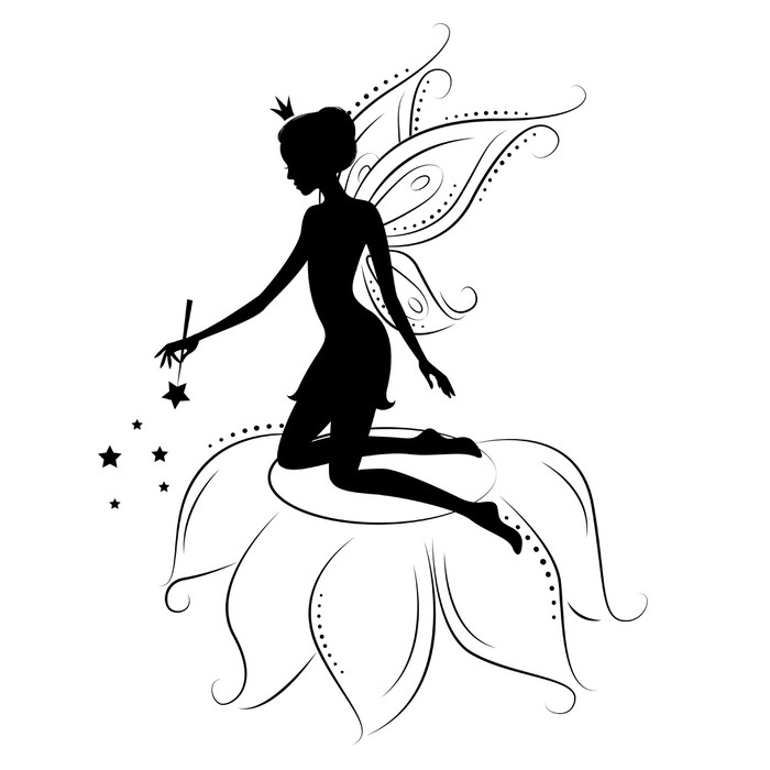 700x700 Silhouette Of A Fairy With Magic Wand. Wall Mural We
