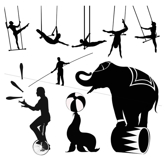 700x700 Vector Illustration.circus Silhouettes Wardrobe Sticker Pixers