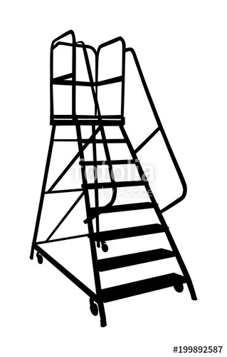 319x500dustry Ladder Vector Silhouette, Iron Scaffold With Wheel