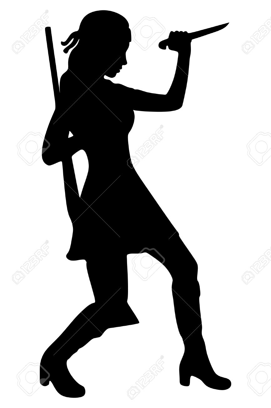 866x1300 Woman Warrior Clipart Black And White