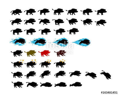 500x400 Warthog Silhouette Game Animation Sprite Stock Image And Royalty