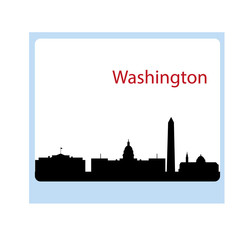 240x240 Washington Dc City Skyline Silhouette. Vector Illustration