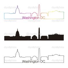 236x236 Washington Dc Skyline Linear Style With Rainbow