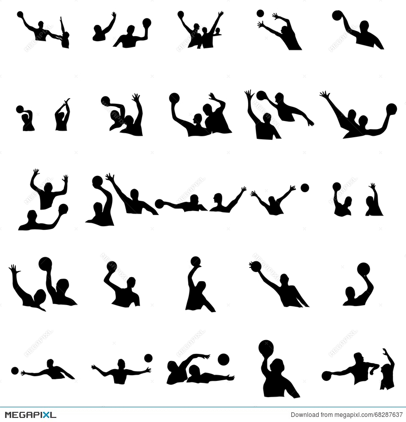 800x830 Water Polo Silhouette Set Illustration 68287637