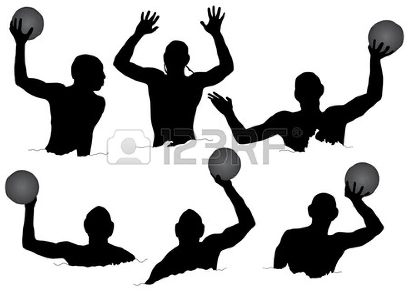 1350x966 Water Polo Silhouette On White Background Stock Vector