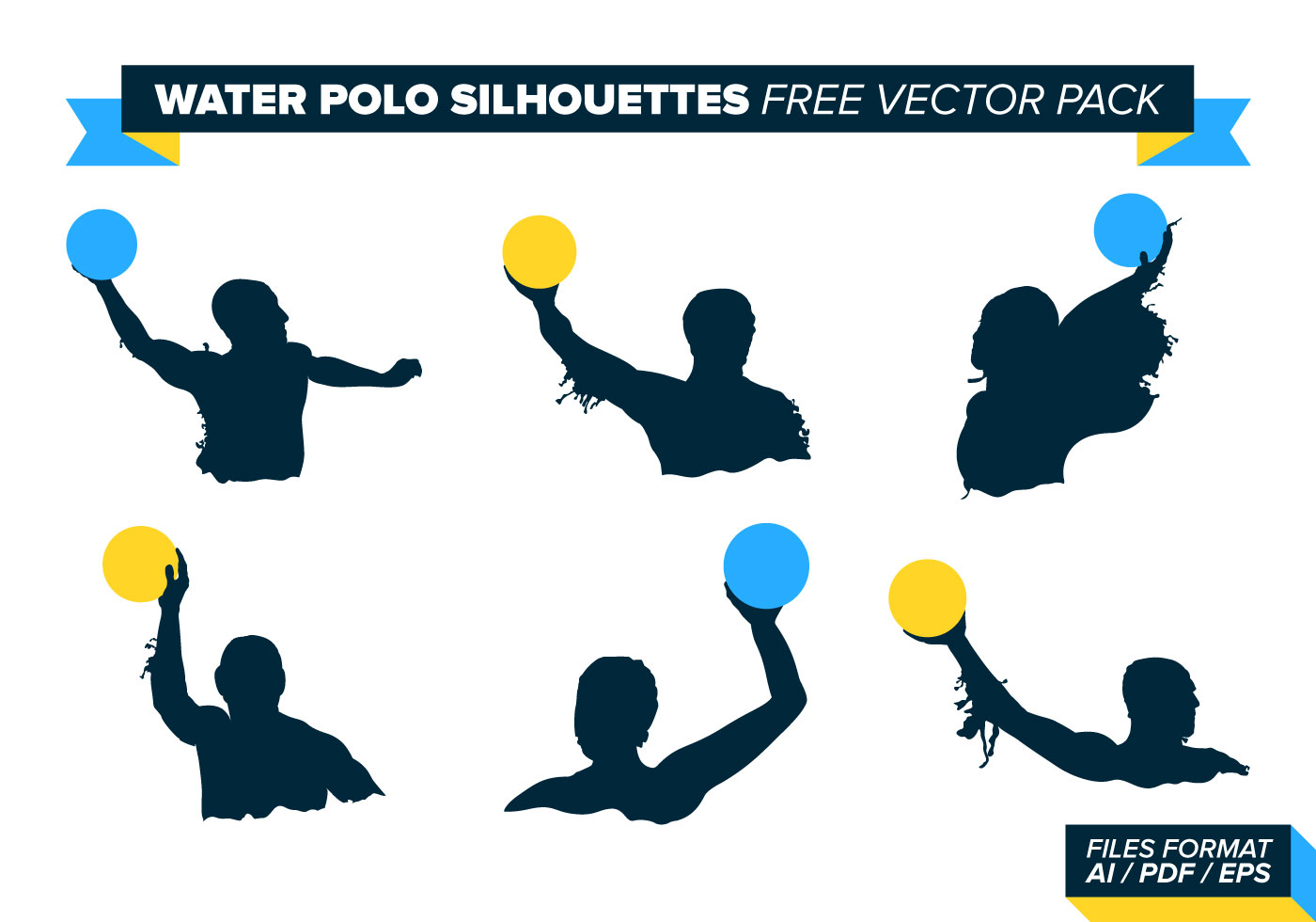 1400x980 Water Polo Silhouettes Vector Pack