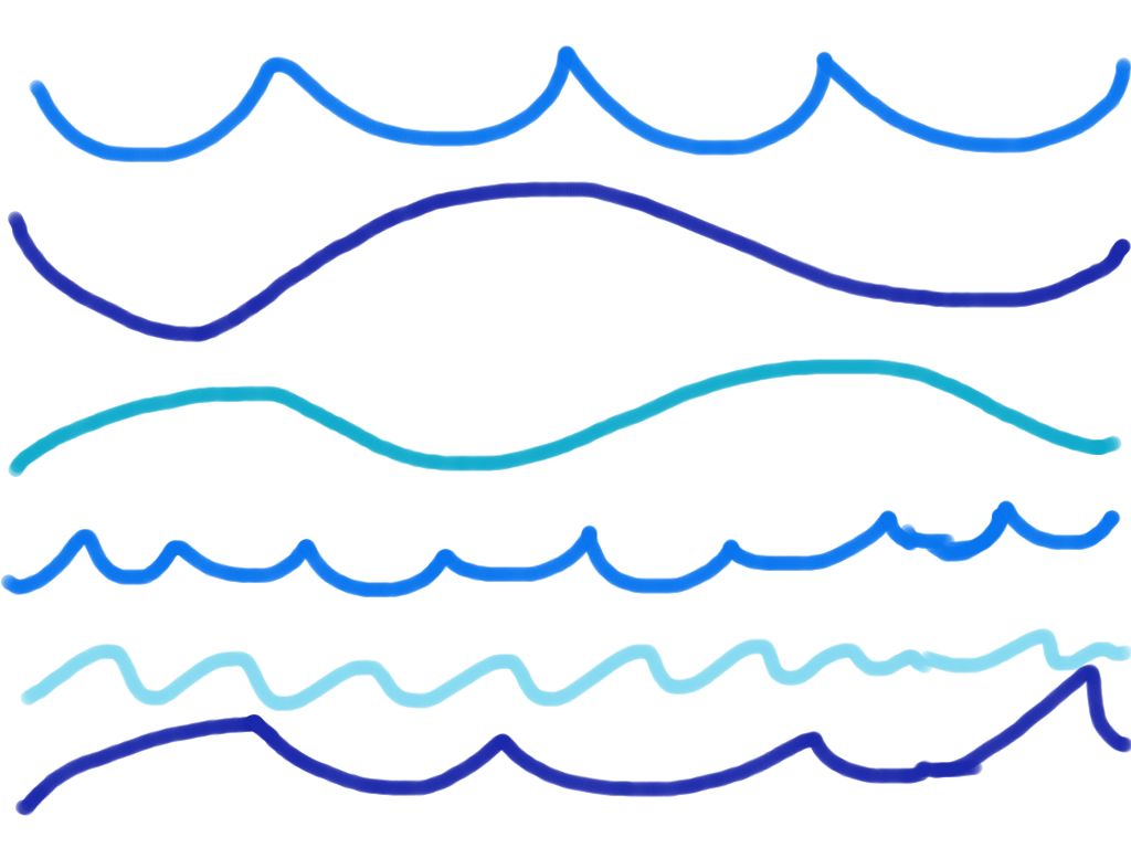 1024x768 Water Waves Line Drawing