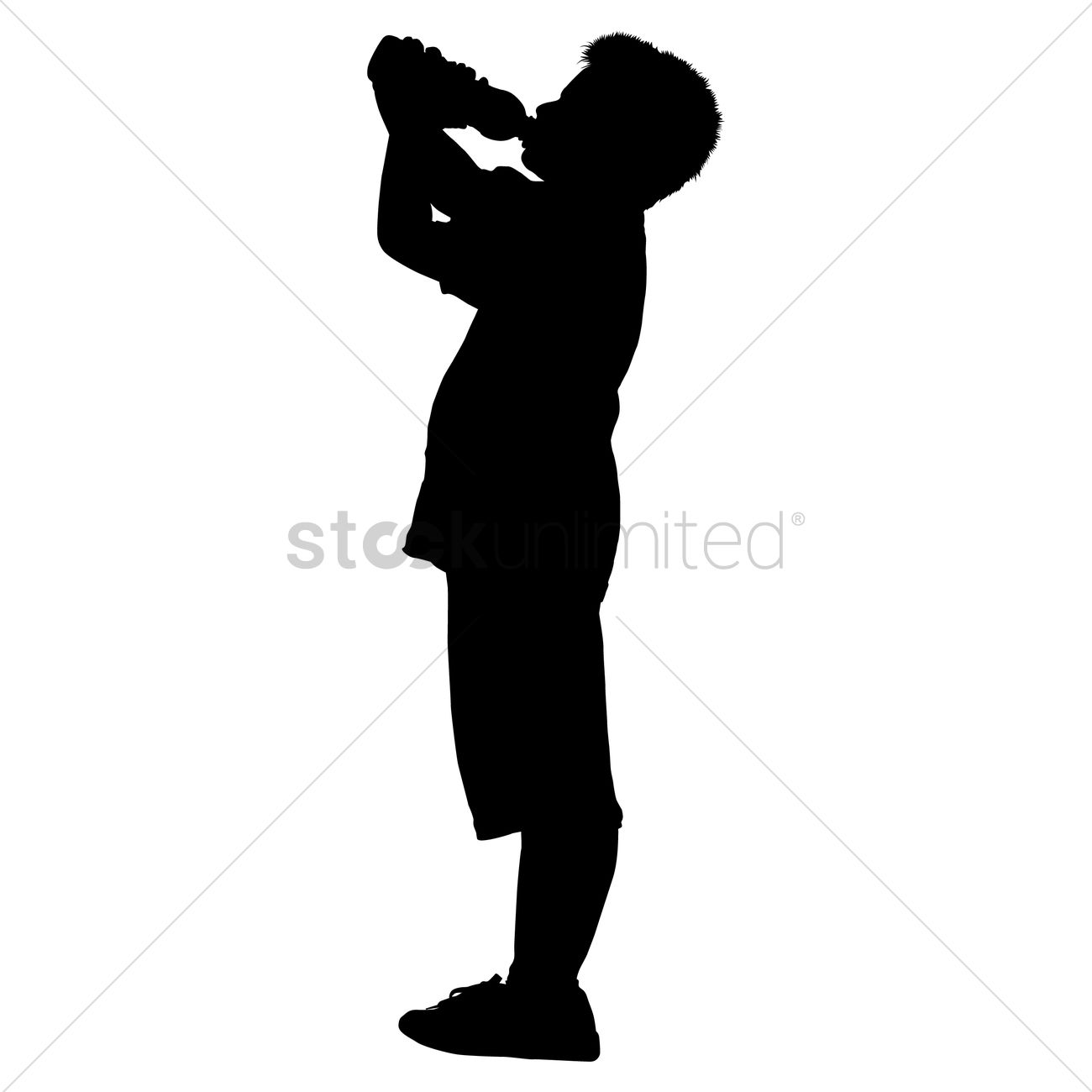 1300x1300 Silhouette Of A Boy Drinking Water Vector Image