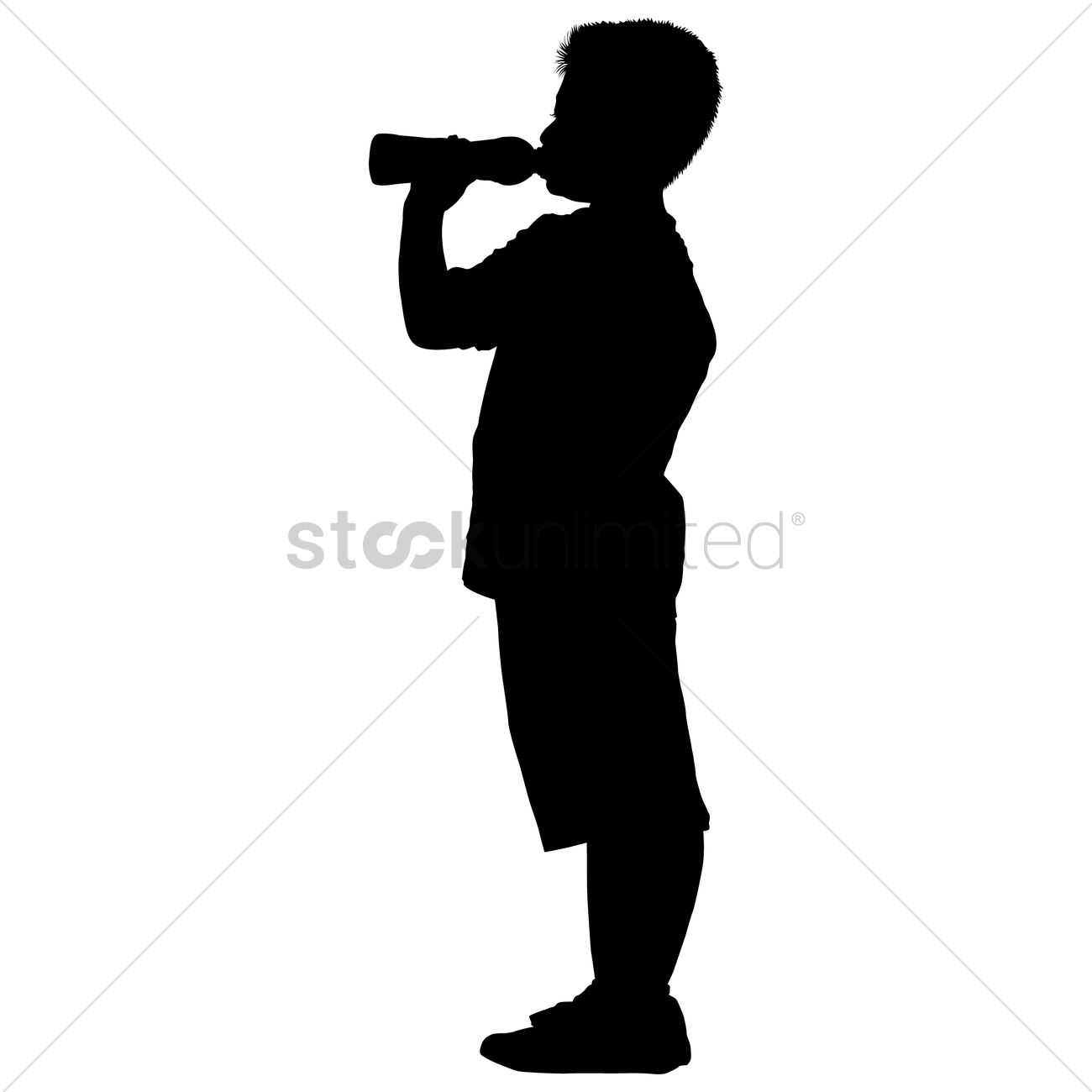 1300x1300 Silhouette Of A Boy Drinking Water Vector Image
