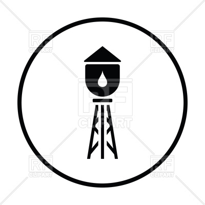 400x400 Thin Circle Design Of Water Tower Icon Royalty Free Vector Clip