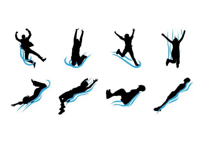 700x490 Free Water Slide Silhouettes Vector