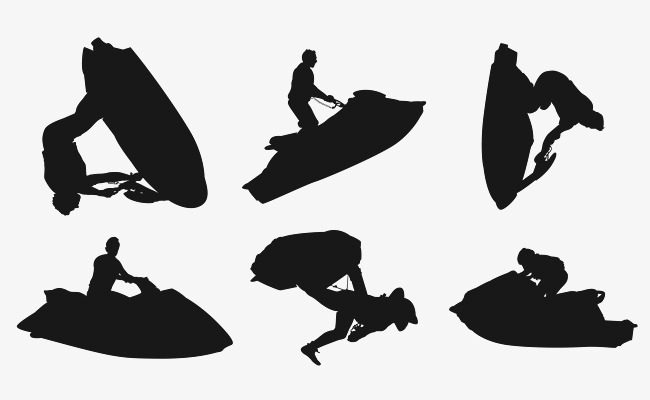 650x400 Vector Water Motorboat Sporty Form Black Silhouette, Motorboat