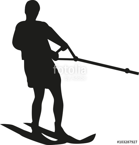 480x500 Water Ski Silhouette With Wave Stock Image And Royalty Free