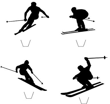 385x364 Novelty Skier Silhouette Mix 12 Edible Stand Up Wafer Paper Cake