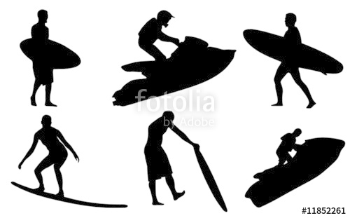 500x311 Surf And Jet Ski Silhouettes Stock Image And Royalty Free Vector