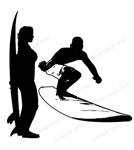 570x640 Surfers Silhouette Skateboard Silhouette Vector Surfers