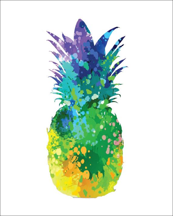 570x711 Pineapple Archival Art Print 8 X 10 Multi Color Watercolor