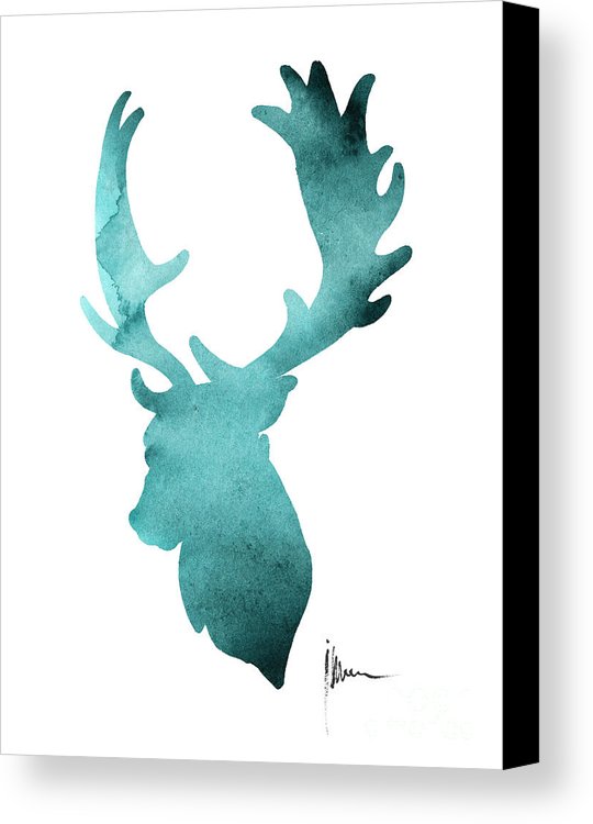 540x750 Deer Head Silhouette Painting Watercolor Art Print Canvas Print