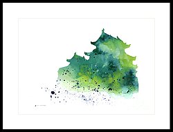250x191 Japanese Castle Silhouette Watercolor Poster Painting By Joanna