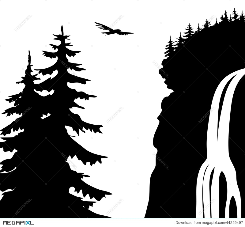 Waterfall Silhouette at GetDrawings | Free download