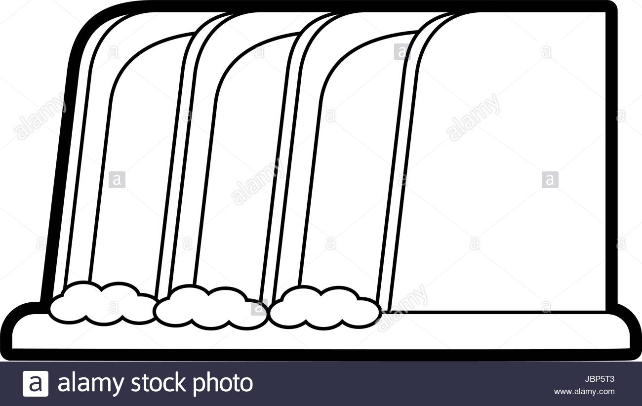 1300x822 Waterfall Cartoon Silhouette Illustration Stock Vector Art