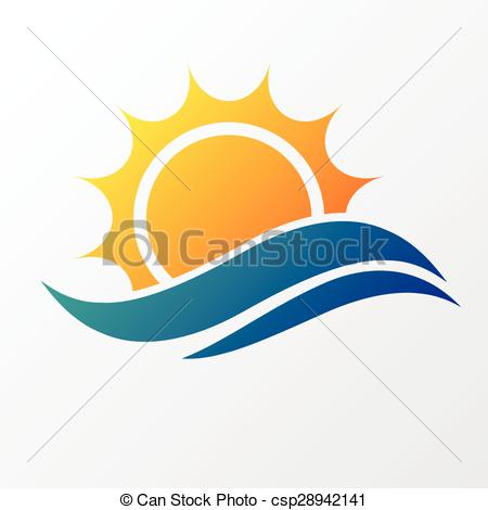 450x470 Sun With Sea Waves. Abstract Silhouette Of Sun And Sea Wave