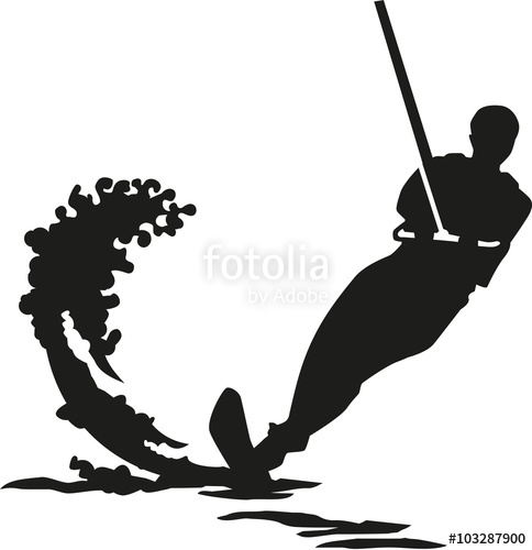 484x500 Water Ski Silhouette With Wave Stock Image And Royalty Free