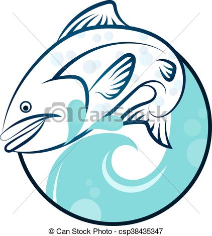 422x470 Fish On The Waves Vector Silhouette Eps Vector