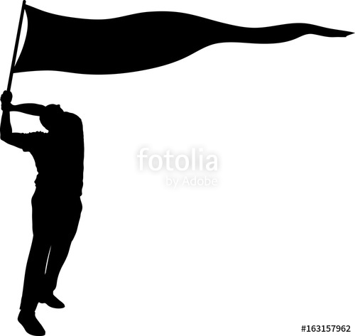 500x473 Silhouette Of A Man Holding A Large Banner Flag And Waving It