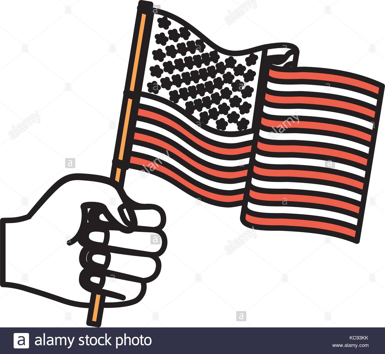 1300x1198 Hand Holding United States Waving Flag Color Sections Silhouette