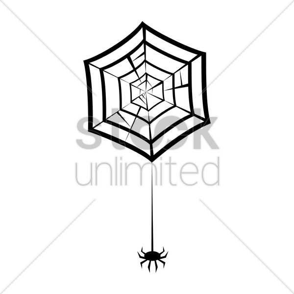 600x600 Silhouette Of Spider With Web Vector Image