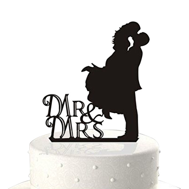 640x640 Mr. Amp Mrs. Kissing Couple Silhouette Acrylic Wedding Cake Topper