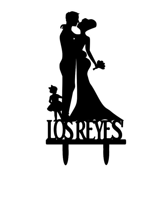 570x689 Customized Bride And Groom Silhouette Wedding Cake Topper