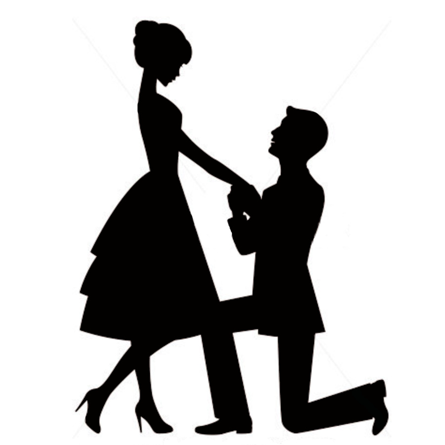 900x900 Marriage Proposal Engagement Wedding Cake Topper Silhouette