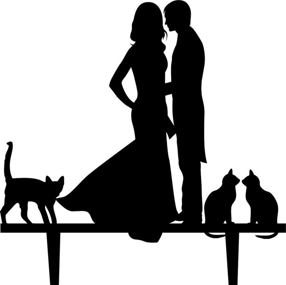 570x569 Wedding Cake Topper Silhouette Groom And Bride, Acrylic Cake