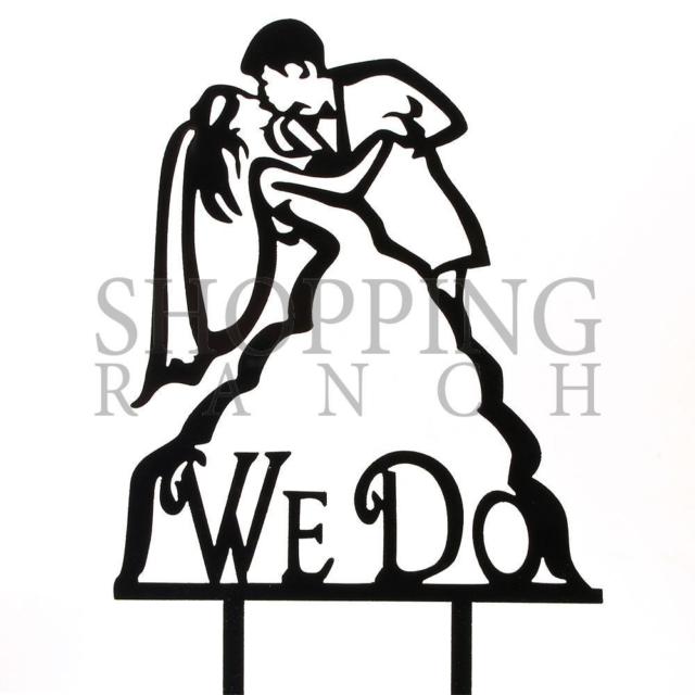 640x640 We Do Bride Groom Black Acrylic Engagement Wedding Cake Topper
