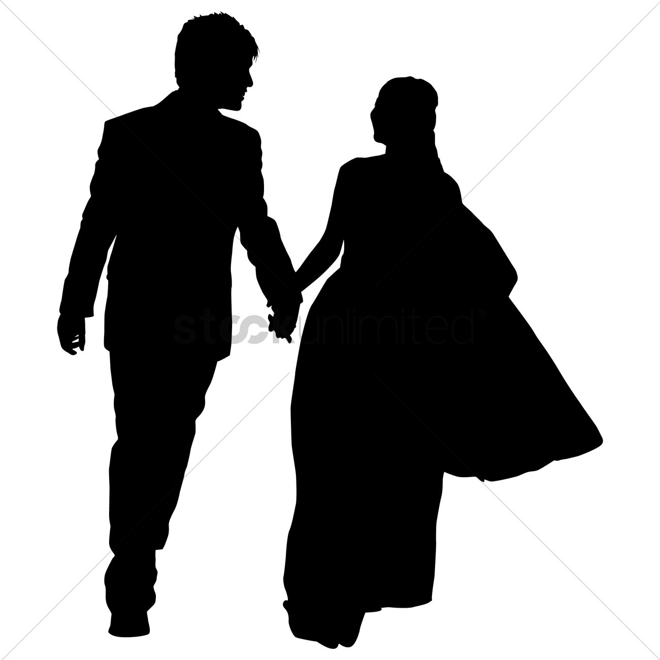 1300x1300 Silhouette Of A Wedding Couple Vector Image