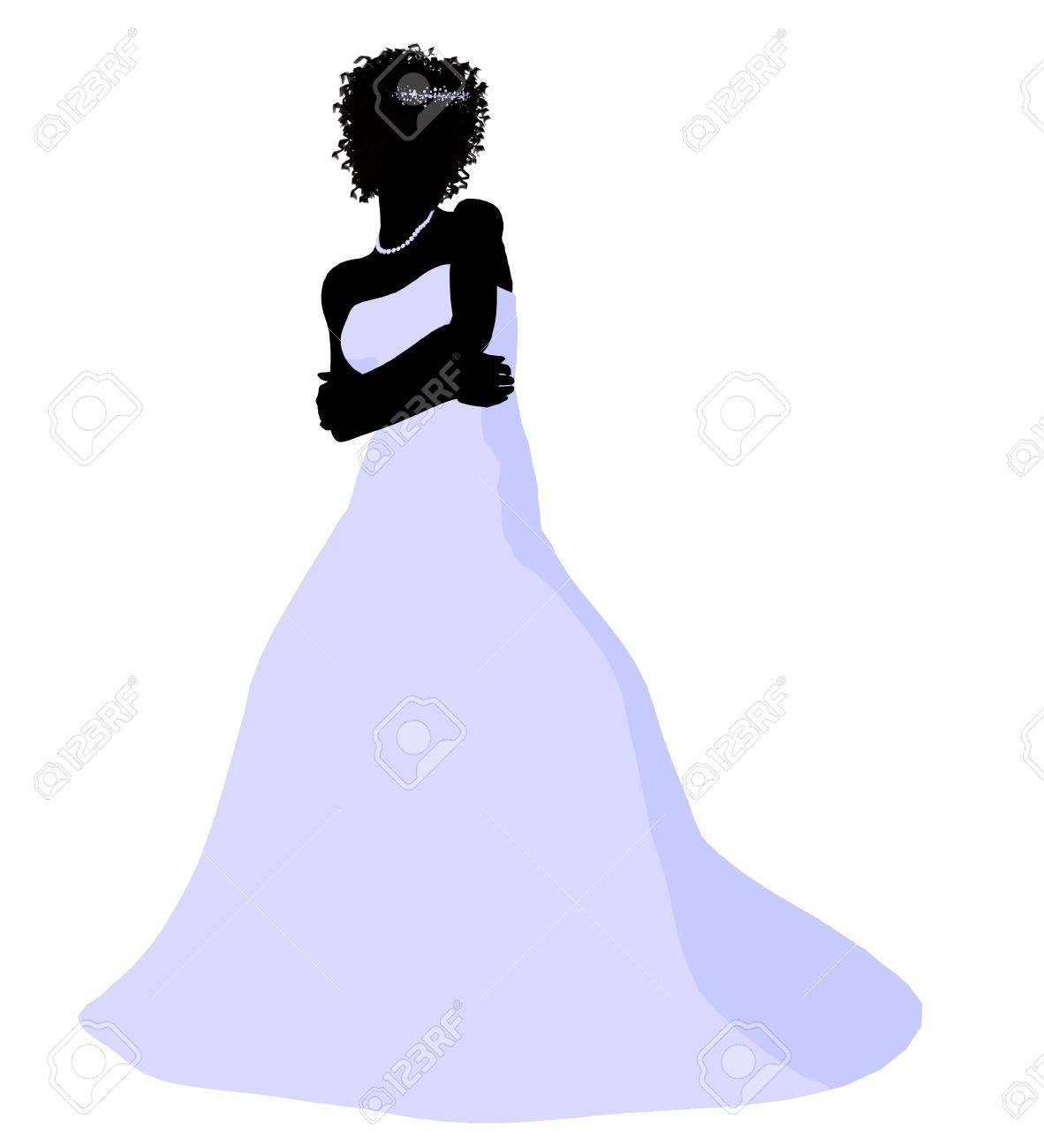 1182x1300 African Ameircan Woman In A Wedding Dress Silhouette Illustration