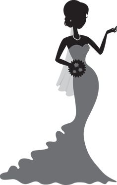 236x372 Bride In Floral Wedding Dress Cuttable Design Cut File. Vector