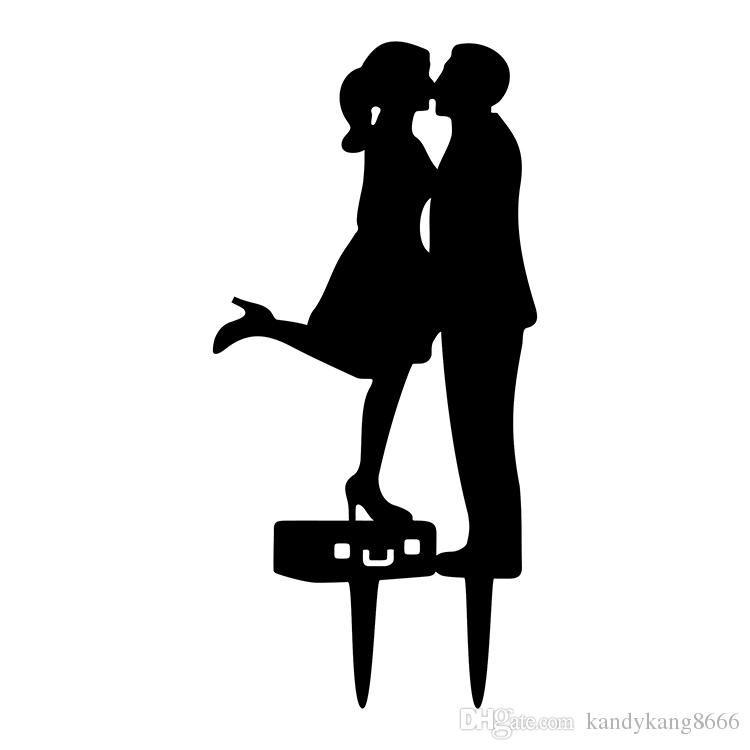 750x750 Black White Kissing Couple Acrylic Wedding Cake Toppers
