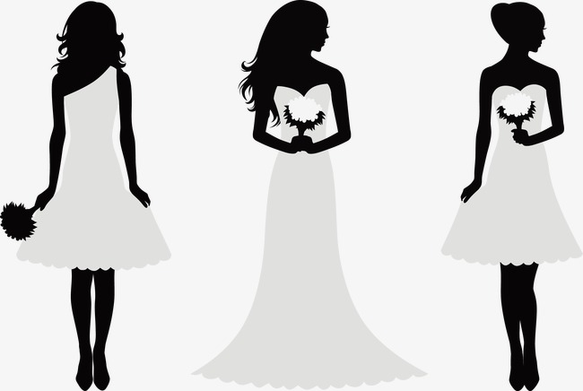 650x436 Decorative Silhouette Bride And Bridesmaids, Vector, Decoration