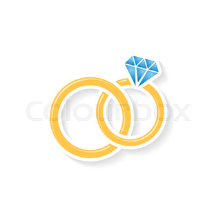 320x320 Wedding Rings Icon. Isolated On Blue Background. Vector