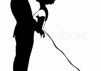 200x140 Bride Groom Silhouette Vector Icon Contour Drawing Black