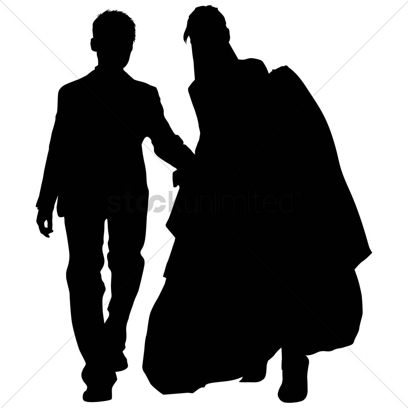 1300x1300 Free Silhouette Of A Wedding Couple Vector Image