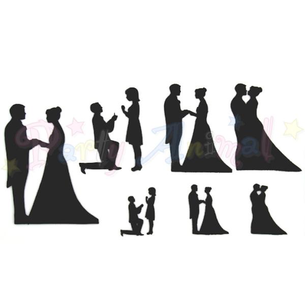 600x600 Patchwork Cutters Wedding Silhouette Set Partyanimalonline